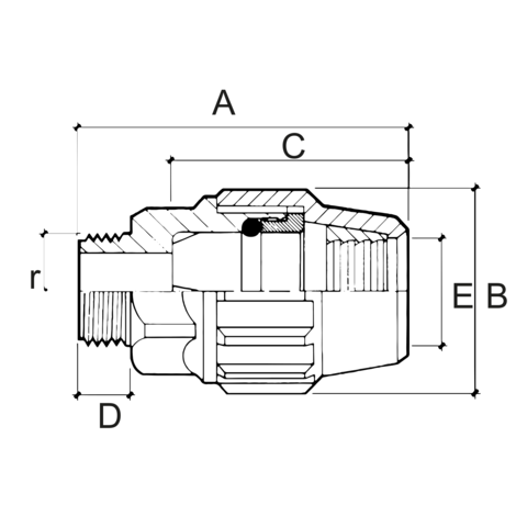 Enlace mixto rosca macho