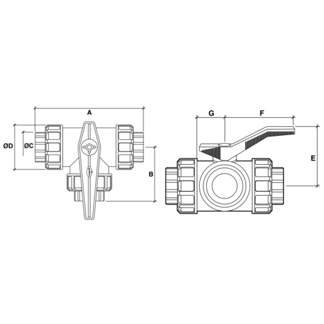 Válvula esfera 3 vías encolar