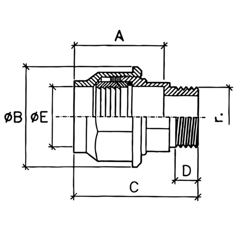 Enlace mixto rosca macho