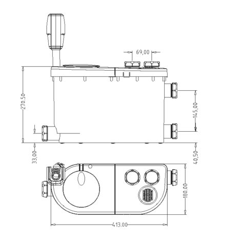 CICLON LS Estación de bombeo con 3 tomas laterales y 2 superiores