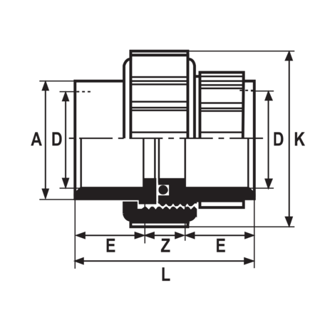 H3P - Enlace tres piezas h/h encolar CPVC