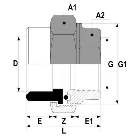 H3G/L - Enlace tres piezas CPVC-latón