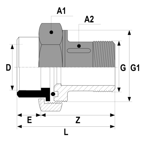 H3F/L - Enlace tres piezas CPVC-latón