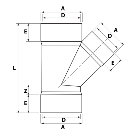 Derivación te 45º HTA-E