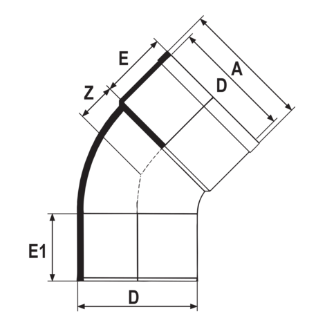 Codo 45º Macho - Hembra HTA-E