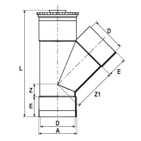 Derivación te con registro 45° H-H-H HTA-E