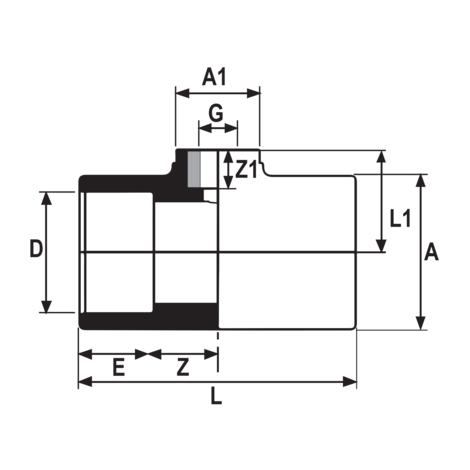 HTGRL - Te rosca hembra con inserto de latón.