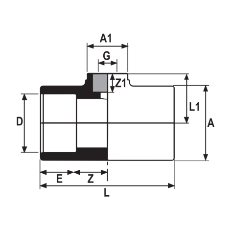 HTGR - Te reducción rosca hembra reforzada con anillo metálico