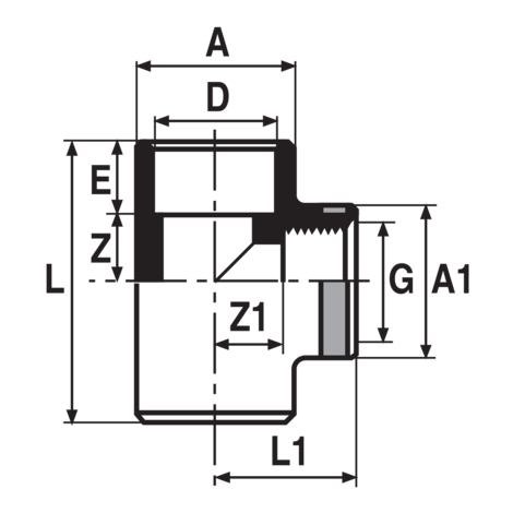 HTG - Te rosca hembra reforzada con anillo metálico
