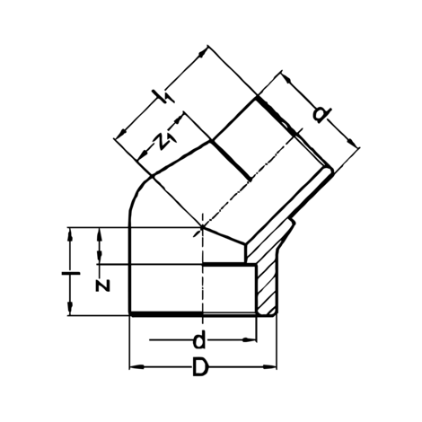 Codo 45° hembra/macho