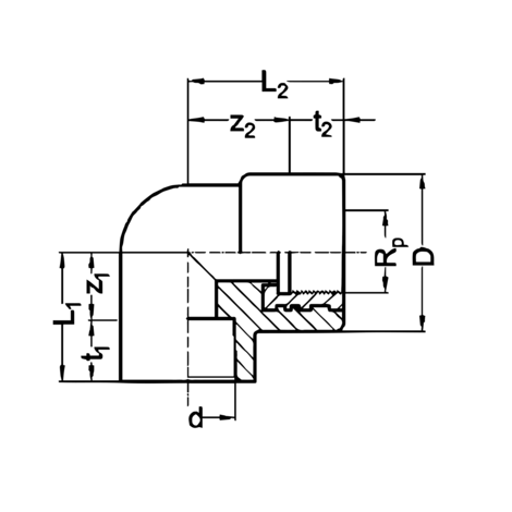 Codo 90° rosca hembra