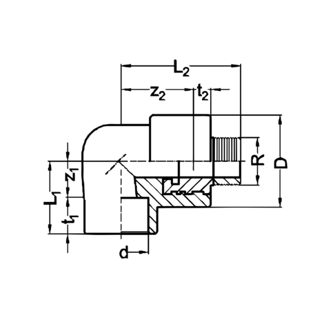 Codo 90° rosca macho