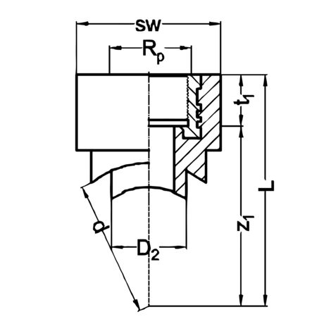 Injerto para derivación salida rosca hembra