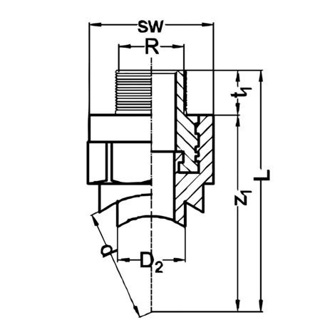 Injerto con salida rosca macho