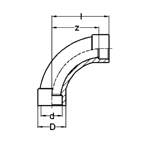 Codo alargado hembra - hembra 90º