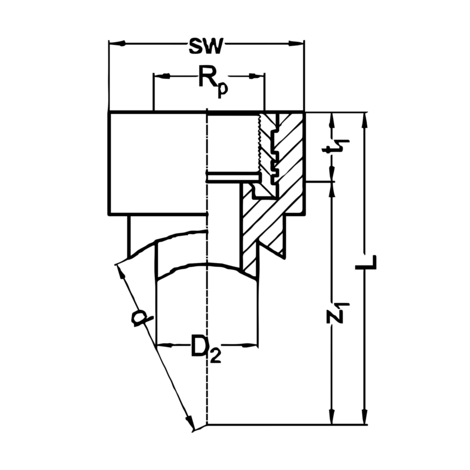 Injerto para derivación salida rosca hembra