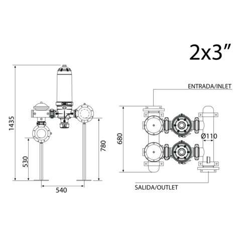 Batería filtrado automático 2 X 3“ -ANILLAS