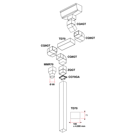 Codo 45° M/H bajante rectangular