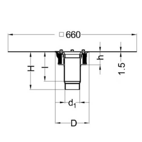 Conexión barrera de vapor con placa de refuerzo ignífuga para sistemas sifónicos de evacuación para cubiertas