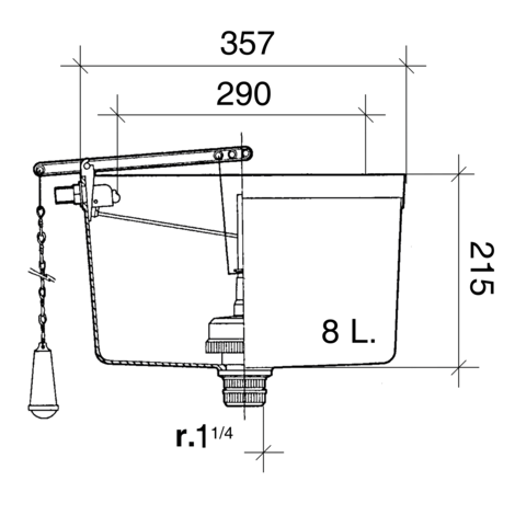 Cisterna para inodoro completa, 8 litros, tanque alto