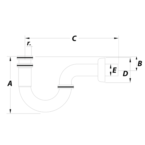 Sifón curvo latón cromado