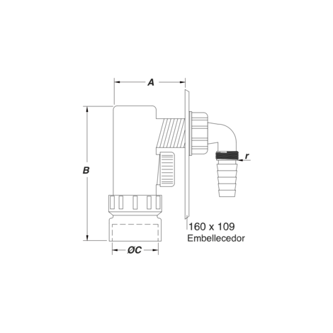 Sifón empotrado electrodomésticos