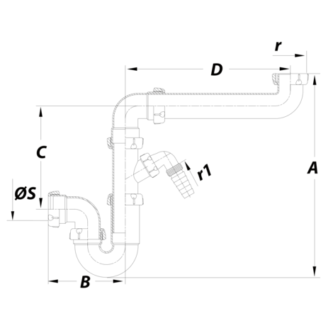 Sifón fregadero AHORRO ESPACIO