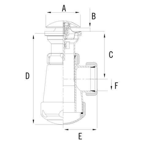 Sifón botella fregadero con válvula click-clack