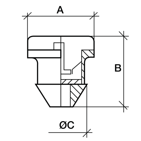 Gotero pinchado de botón autocompensante