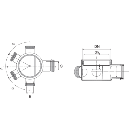 Bote sifónico, salida Ø50