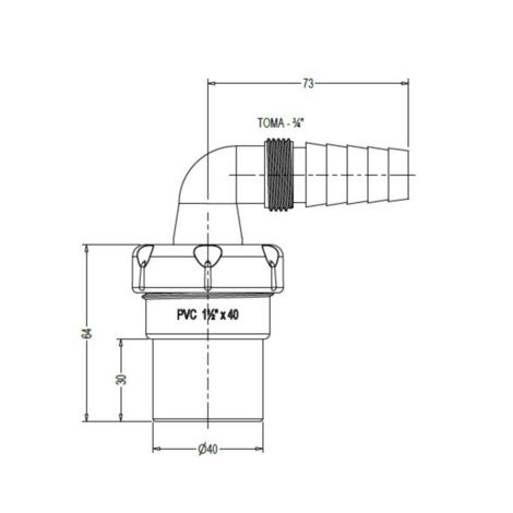 Enlace mixto macho encolar toma electro.