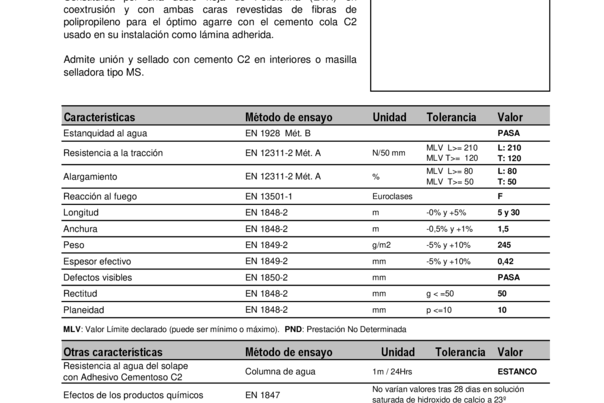 Ficha técnica lámina geotextil