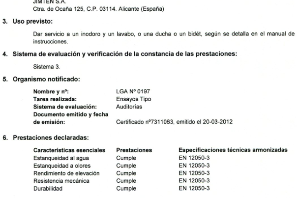 Declaración de Prestaciones EU-CE T-502