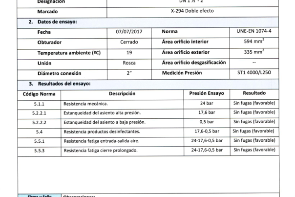 Certificado ventosas doble efecto 1 1/2 X-294