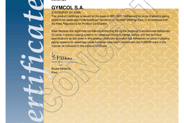 Certificado KOMO UNEPLAS NEW AGE K45612-02