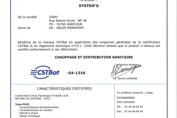 Certificado ATEC CSTB Sistema HTA