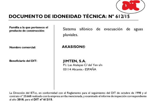 Documento de Idoneidad Técnica 612/15