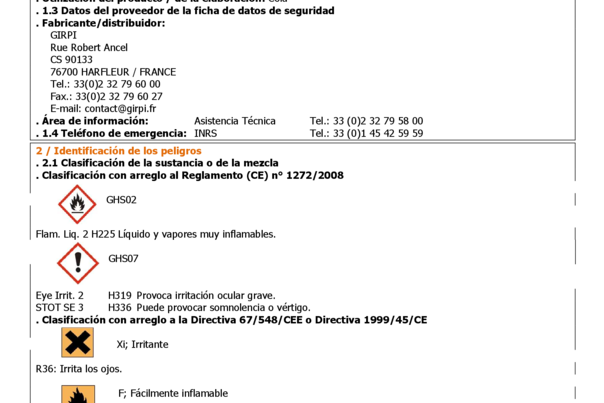 Hoja de Seguridad Cola CPVC Sistema HTA