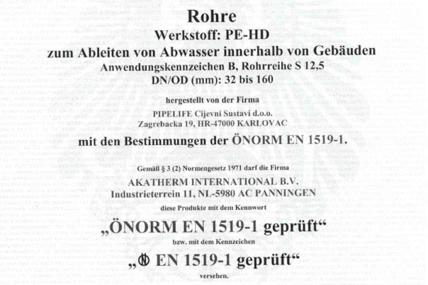 Certificado ONORM EN AKASISON Austria