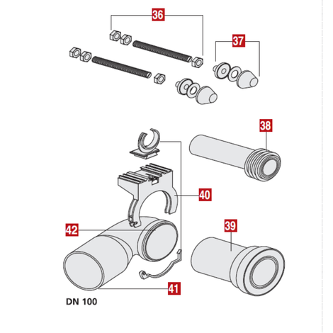 Junta curva evacuación 90°