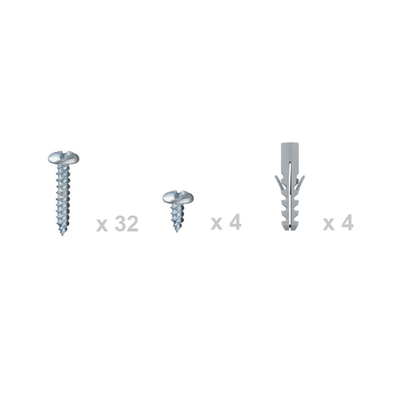 Conjunto tornillos y tacos para canaletas Linnum altura reducida, Linnum ancho 50 y Linnum ancho 70