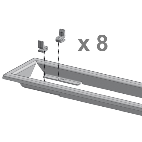 Conjunto distanciadores para modelo rejilla SOFT. Para canaletas Linnum altura reducida, Linnum ancho 50 y Linnum ancho 70