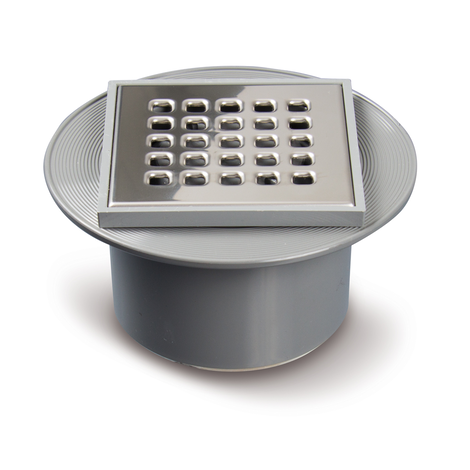 Caldereta sifónica extensible, salida vertical hembra encolar. Rejilla acero inox