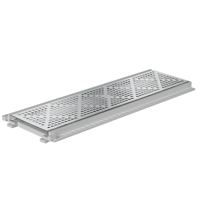 Rejilla peatonal ac. inox. con cerco, ancho 130