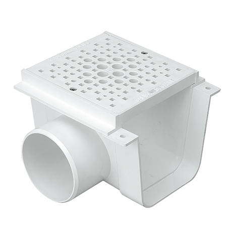 Canaleta peatonal con rejilla y salida Ø90, ancho 130