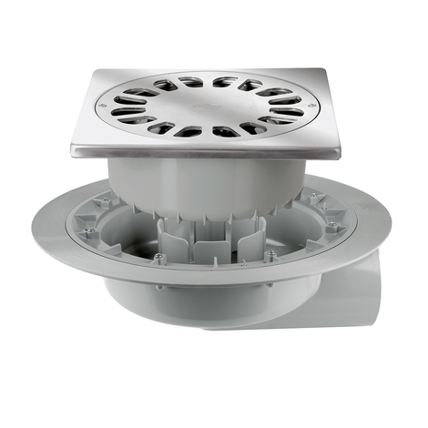 Caldereta sifónica con prensatelas y extensible, salida horizontal