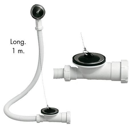 Desagüe bañera plano, salida horizontal con tuerca Ø40