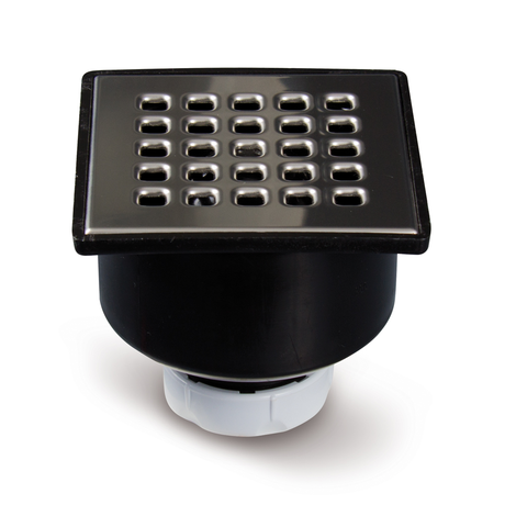 Sumidero sifónico, salida vertical, rejilla acero inoxidable.