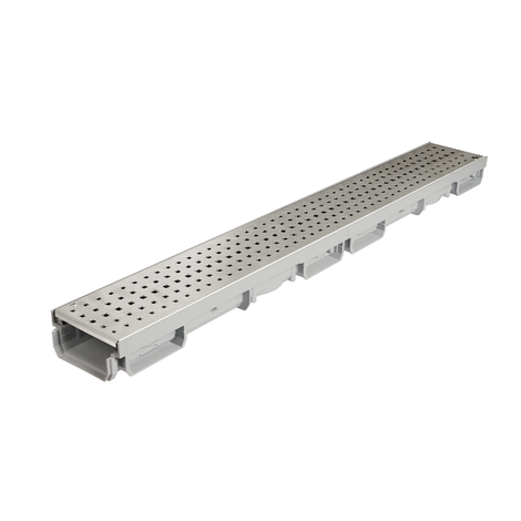 Uso privado. Canaleta con rejilla perforada de acero inoxidable, ancho 130