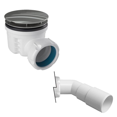 Válvula plato de ducha altura reducida Ø85. Tubos no encolables.